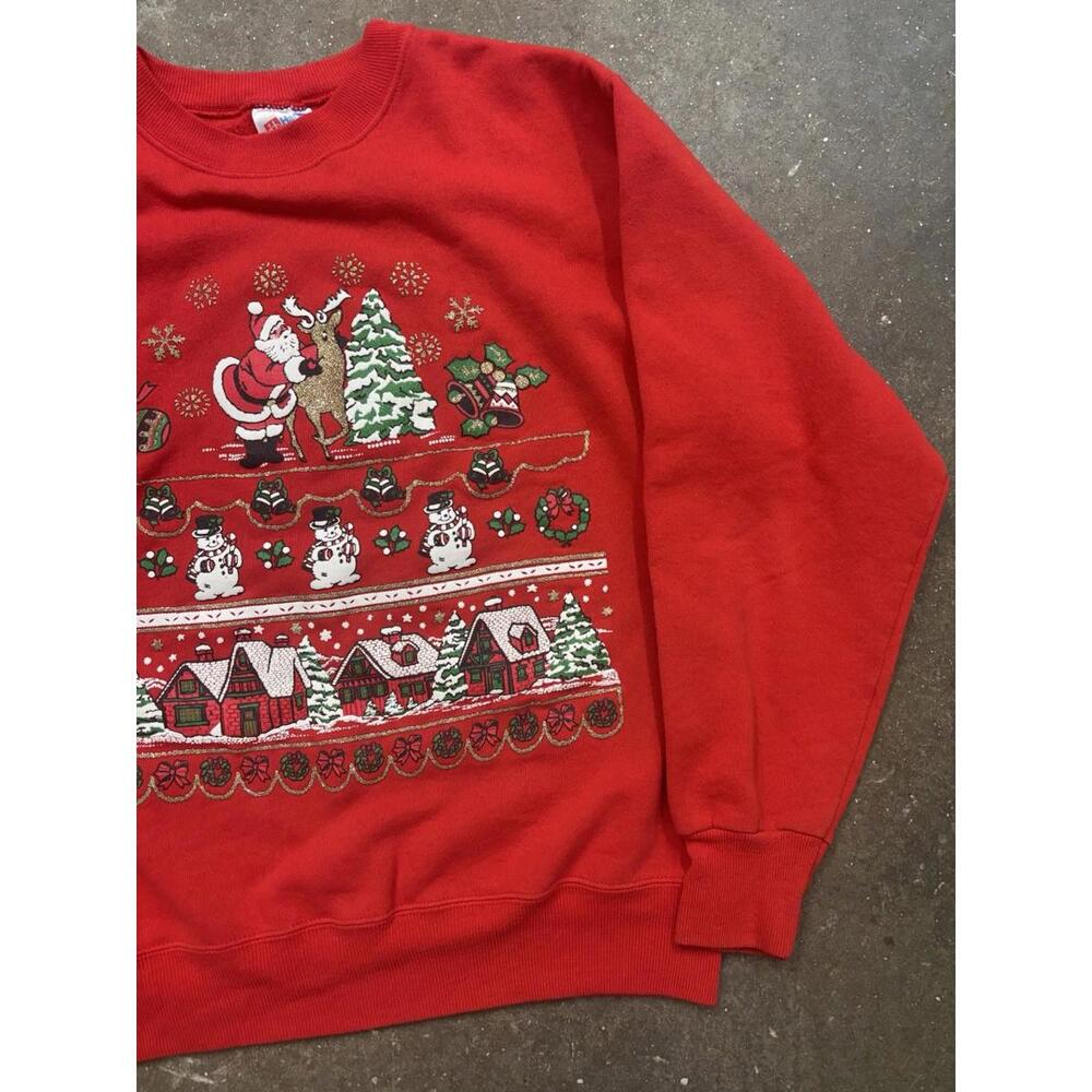 Vintage Hanes Christmas sweatshirt Santa reindeer Snowmen Men’s M - Picture 5 of 6